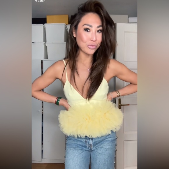 ZARA STRETCH TULLE VOLUMINOUS HEM TOP - Picture 5 of 17